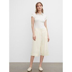 Club Monaco Womens Wool Culotte Pant Sz 00 Cream Minimalist Cropped Trouser